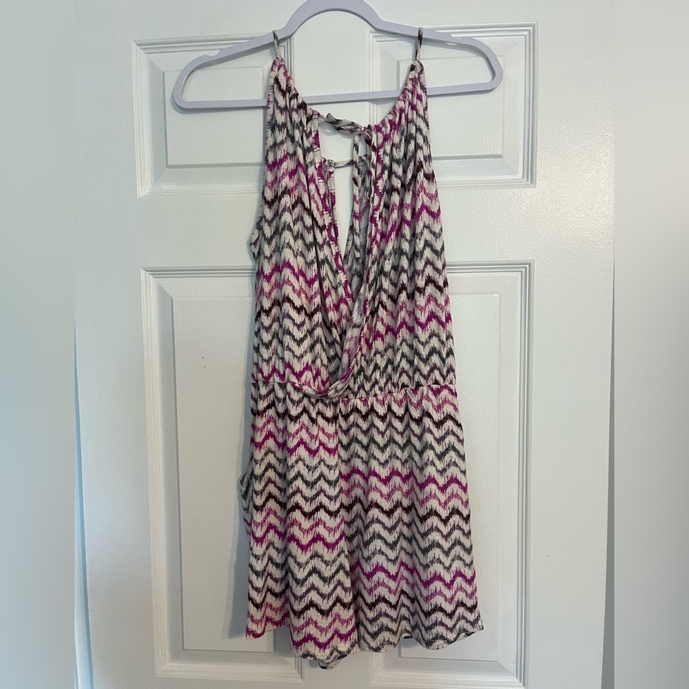 NWOT Best Society Pink and Purple Chevron Jumpsuit - Picture 2 of 8